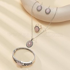 Ovale Legierung mit natürlichen Rosenquarz-Anhängern&nbsp;WG03D09-02