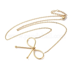 Placcatura ionica (ip) 304 acciaio inossidabile catena cavo bowknot ciondolo collane&nbsp;NJEW-Z041-02G-01