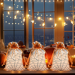 Organza-Kordelzugbeutel mit Halloween-Motiv und Spinnenmotiv&nbsp;ABAG-WH20021-006C