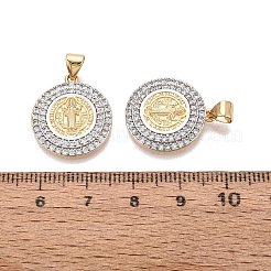 Pendentifs religieux en laiton sertis de micro-pavés de zircone cubique transparente&nbsp;KK-N287-44GP-02