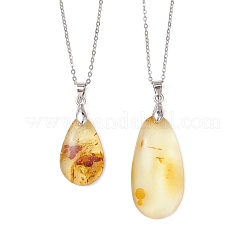 Pendentif en ambre naturel en forme de larme&nbsp;NJEW-JN05983-02