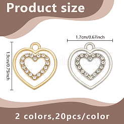40 pieza de aleación de 2 colores con colgantes de rhinestone de cristal&nbsp;FIND-HY0004-24