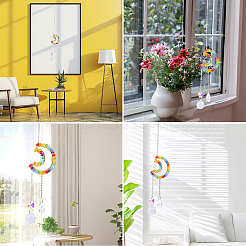 1 Stück bunte Sonnenfänger aus gewebtem Netz aus Glasperlen&nbsp;AJEW-CY0001-95B