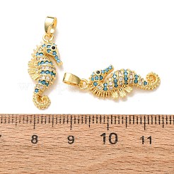 Pendentifs en laiton sertis de micro-pavés de zircone cubique bleu ciel profond&nbsp;X-CU-CBA9AB3-39G