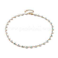 Herz bösen blick 304 edelstahl emaille link ketten armbänder & halsketten schmuck sets&nbsp;SJEW-JS01153