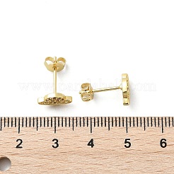 Orecchini a bottone in ottone con zirconi chiari e micro pavè&nbsp;EJEW-A128-03G