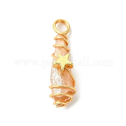 2 pieza de colgante envuelto en alambre de cobre teñido de cristal de cuarzo natural galvanizado&nbsp;PALLOY-JF03173-01