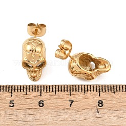 Totenkopf-Ohrstecker aus 304 Edelstahl&nbsp;EJEW-C163-01G