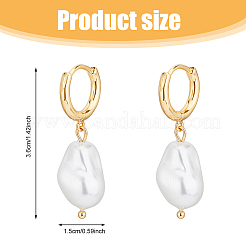 1 paio di orecchini a cerchio pendenti con perle di plastica&nbsp;EJEW-FI0002-23