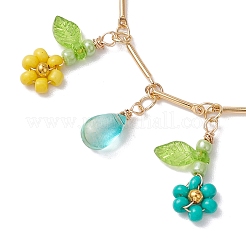 Perline di vetro e braccialetti con ciondoli a fiori acrilici&nbsp;BJEW-MZ00094