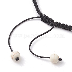 Verstellbare gefärbte synthetische türkisfarbene Halloween-Totenkopf-Armbänder aus geflochtenen Perlen&nbsp;BJEW-TA00472
