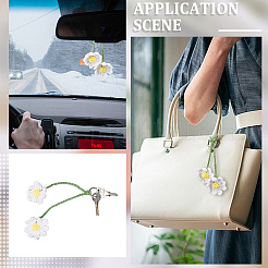 Blume handgefertigt gewebte Wollgarn Anhänger Dekorationen für Auto hängende Ornamente&nbsp;HJEW-WH20004-11B