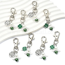 12 pendentif décoratif en alliage émaillé et perle de verre&nbsp;HJEW-YW00309