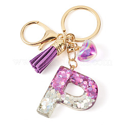Porte-clés cœur en résine et alliage&nbsp;KEYC-TADJ0002-01G-P