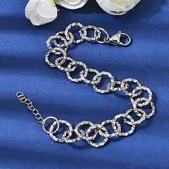 Strukturierte Rolo-Armbänder aus Edelstahl 304 für Damen&nbsp;BJEW-A157-01P