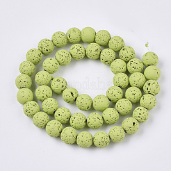 Brins de perles de pierre de lave naturelle peintes à la bombe&nbsp;G-N0324-D-08