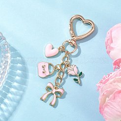 Valentinstag Bowknot Herz Rose Legierung Emaille Anhänger Dekorationen&nbsp;HJEW-JM04467
