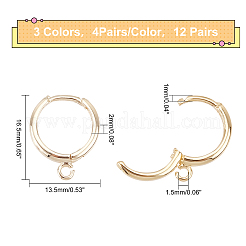 12 Paar 3 Farben Messing Huggie Creolen finden&nbsp;KK-FH0002-34