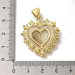 Herzförmiger Anhänger aus Messing mit Mikropflaster und klarem Zirkonia&nbsp;X-KK-U019-18G-03