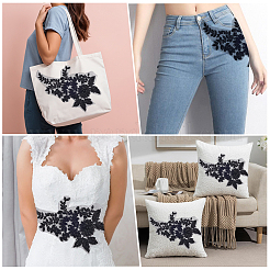 1 Paar mit Pailletten bestickte Polyester-Stoffflicken zum Aufnähen&nbsp;PATC-CY0001-02