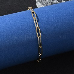 Bracciale a catena con graffetta in acciaio inossidabile 304 con placcatura sotto vuoto in PVD per uomo e donna&nbsp;BJEW-E031-02G-01