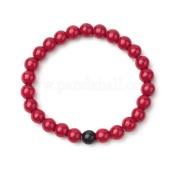 Stretch-Armbänder aus synthetischen türkisfarbenen Perlen für Frauen und Männer&nbsp;BJEW-JB11547-02