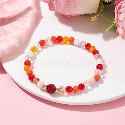 Braccialetti elasticizzati con perline rotonde sfaccettate in vetro&nbsp;BJEW-JB10057-04