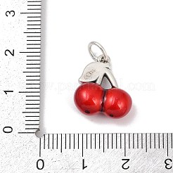Feine silberne rote Emaille-Obstanhänger&nbsp;STER-F060-01AS-02