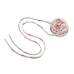 Blumenmuster-Stoff-Rosen-Krawattenhalsketten für Frauen&nbsp;LS-NJEW-Z022-01F