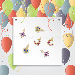 6 pz 3 charms in ottone stile micro pavé di zirconi cubici&nbsp;KK-DC0003-17