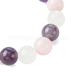 Braccialetti elasticizzati con perline rotonde di ametista e quarzo rosa naturale da 8 mm&nbsp;BJEW-JB10738-01