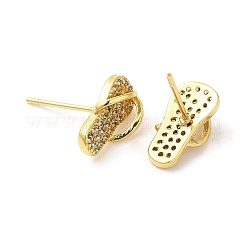 Gestellplattierte Flip-Flops-Ohrstecker aus Messing mit Zirkonia&nbsp;EJEW-D061-63G