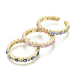 Messing Micro Pave klare Manschettenringe aus Zirkonia&nbsp;RJEW-T016-07G-NF
