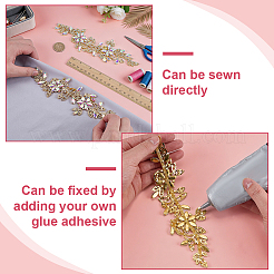 Écussons en tissu avec strass en laiton&nbsp;PATC-WH0031-003G-01