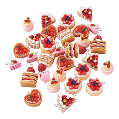 30 pièces 6 styles de pendentifs alimentaires imitation résine opaque&nbsp;RESI-TA0005-26