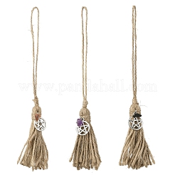 Decorazioni pendenti con nappe in cordoncino di iuta a forma di strega di Halloween&nbsp;HJEW-JM04045