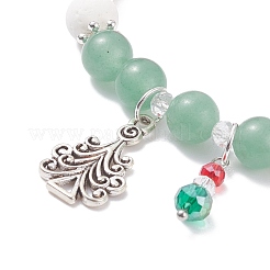 Bracelet extensible en pierre de lave naturelle (teinte) et aventurine verte&nbsp;BJEW-TA00095