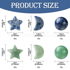 Luna y estrella curativas de piedras preciosas naturales y adornos redondos&nbsp;AJEW-FS0001-12A