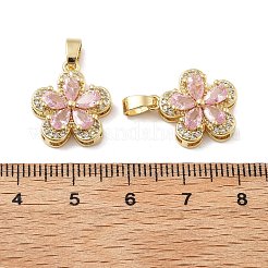 Pendentifs de fleurs en laiton avec zircone cubique de micro pave&nbsp;KK-M325-13C-G