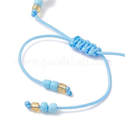 Braccialetti intrecciati con perle di giada gialla tinta naturale e plastica imitazione perla per donna&nbsp;BJEW-MZ00308-02