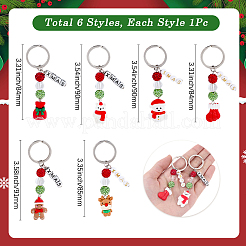 6 Stück 6 Stile Weihnachtsthema undurchsichtige Harz-Schlüsselanhänger&nbsp;KEYC-SP0001-54