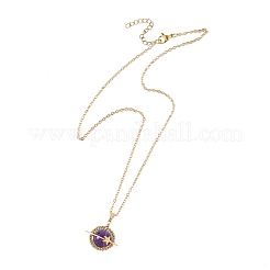 Colliers pour femmes avec pendentif planète en améthyste naturelle&nbsp;NJEW-TA00260-02