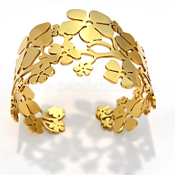 Bracelets manchettes ouverts creux en acier inoxydable 304&nbsp;WGEB5AC-01