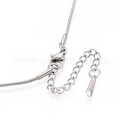 1.2 mm Schlangenkettenhalsketten mit ovalen Perlen aus 304 Edelstahl&nbsp;NJEW-N058-14P