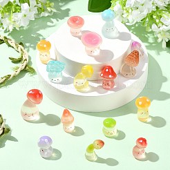 60 pièce de 15 styles de décorations lumineuses en forme de champignon en résine&nbsp;DJEW-CJ0001-19