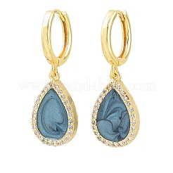 Orecchini pendenti a cerchio in ottone con micro pavé di zirconi cubici&nbsp;KK-CBA8324-11G