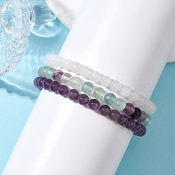 3 braccialetti elasticizzati con perline rotonde in pietra mista naturale stile 3 pezzi&nbsp;BJEW-JB10178-05