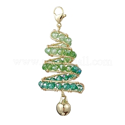 Adornos colgantes de vidrio envueltos en alambre de cobre para árbol de Navidad&nbsp;HJEW-TA00402