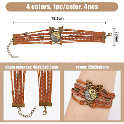 4 Stück 4 Farben PU-Lederschnur mehrsträngige Armbänder Set&nbsp;BJEW-FI0001-06