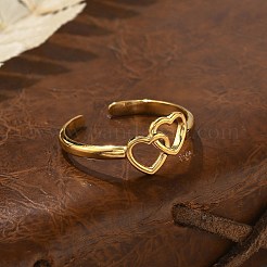 Herz 304 Edelstahl offene Manschettenringe&nbsp;X-RJEW-R014-03G-01